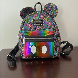 Loungefly Disney Mickey rainbow sequin mini backpack